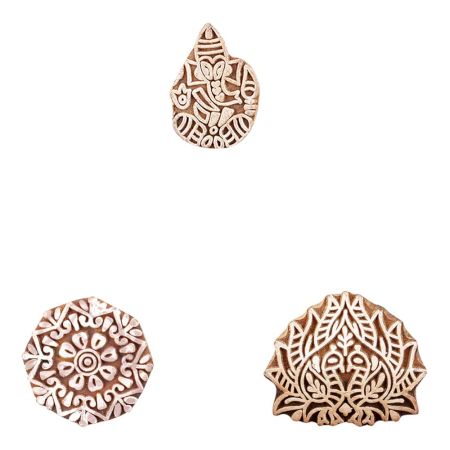 Set of 3 Piece New Mix Wooden Printing Block